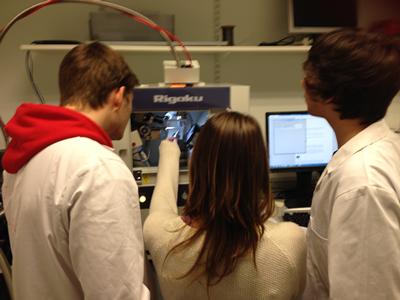 The Rigaku XtaLAB mini in action during an Advanced Practical session
