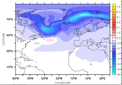 Graph to show the average anomalous air temperature during the century-long cool period