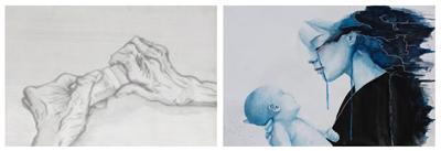 Artwork by (L) Suzie Haywood, (R) Amel Mokhtari