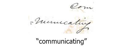 Letter forms: "communicating"