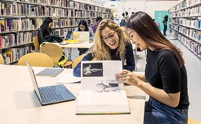 Students in the library
