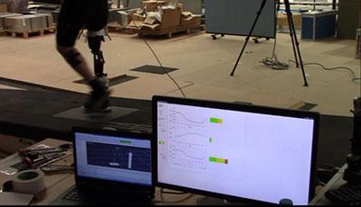 Sensor monitoring an amputee walking