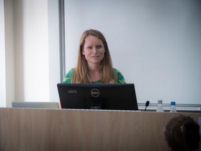 Sophie Bailey giving keynote speech