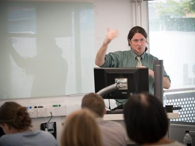 Joe Dale presenting at the Podcasting Conference 2016