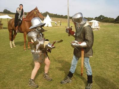 Students dressed in medieval armour