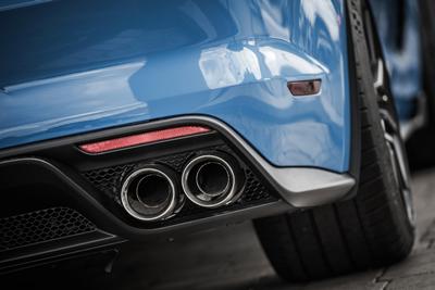 Back of car, focus on exhaust 
