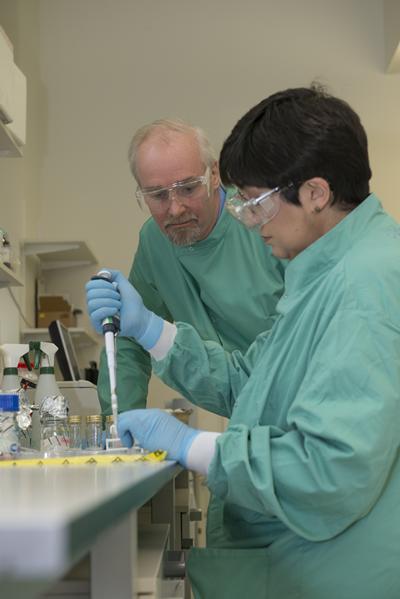 Professor Keevil and Sarah Warnes 