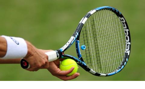 Tennis ball and racket