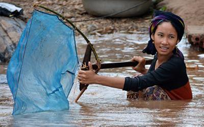 Working on the Mekong River