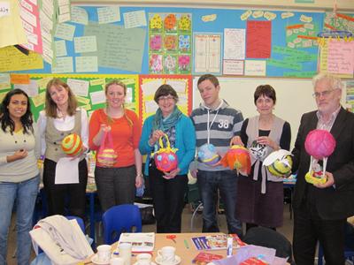 Teachers with their piñatas