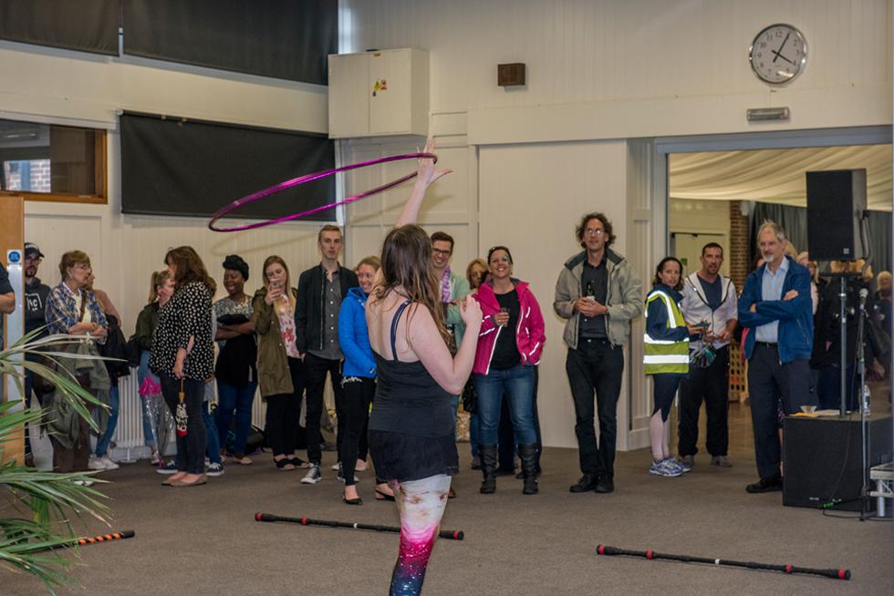 Staff watching the Circus performance 