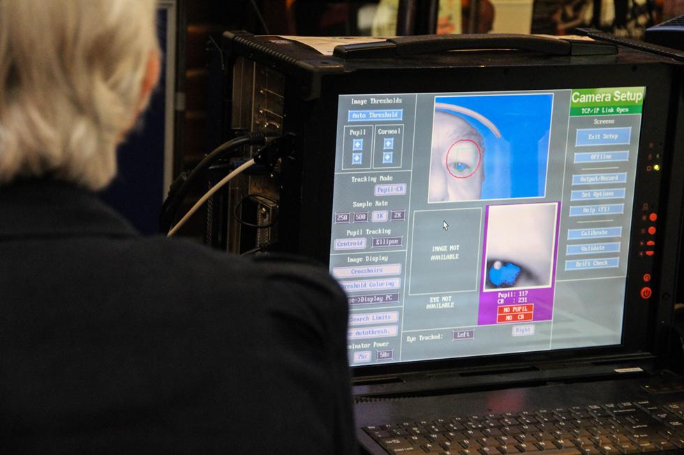 Visitors try out our eye-tracking equipment