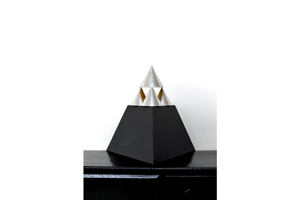 40. Pyramid 18 x 18 x 17.5 Aluminium and Perspex
