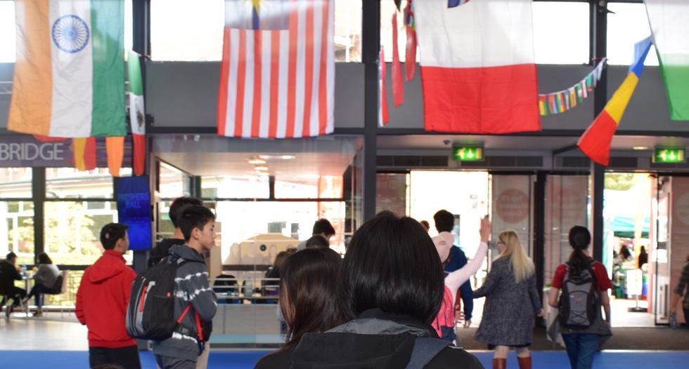 Katie Bizley walking visitors through SUSU Building