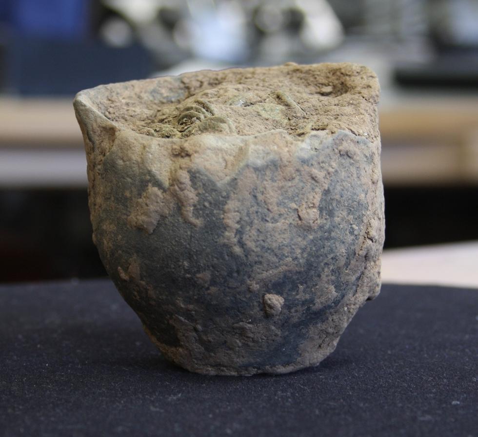 Figure 1 - One of the two Roman pots making up the hoard