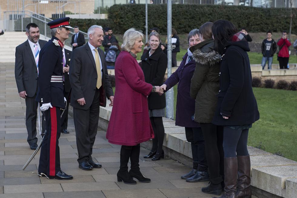 The Duchess of Cornwall talking with University of Southampton staff.