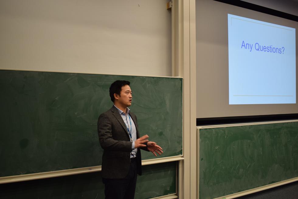 Meng Zhan speaking of his experience as a partnerships student