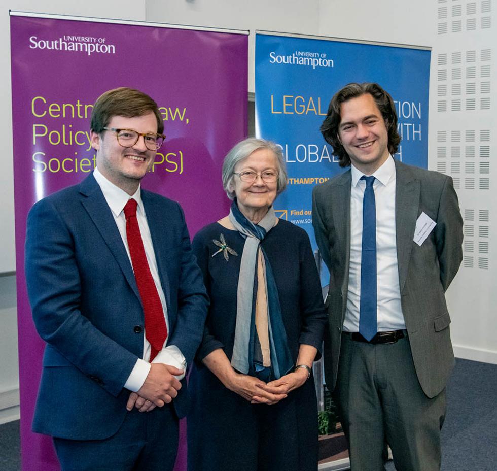 Lady Hale with CLPS directors Dr Alun Gibb and Dr Harry Annison