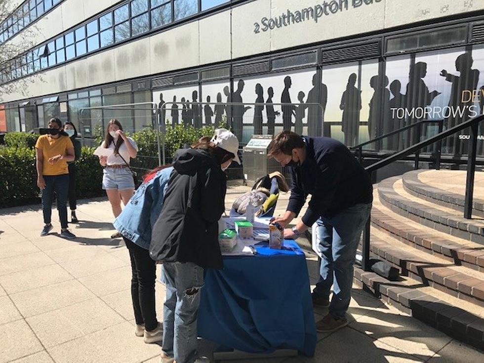Students signing up