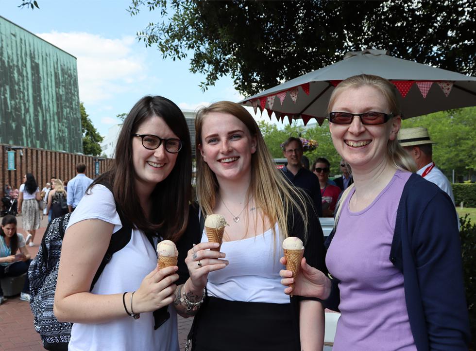 Staff friends having fun eating ice cream