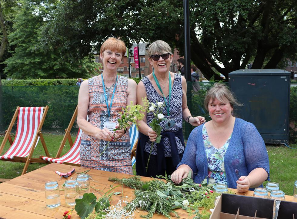 Preparing flowers for the table
