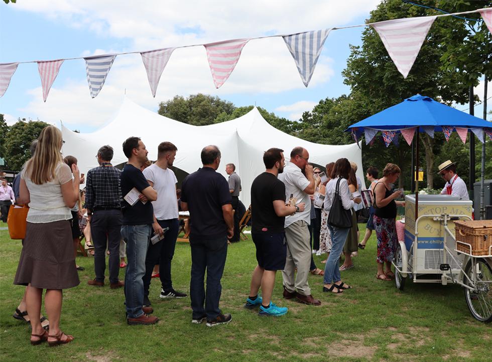 Staff queing for Ice cream