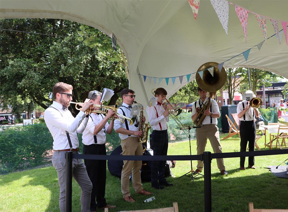 Vintage band playing a set