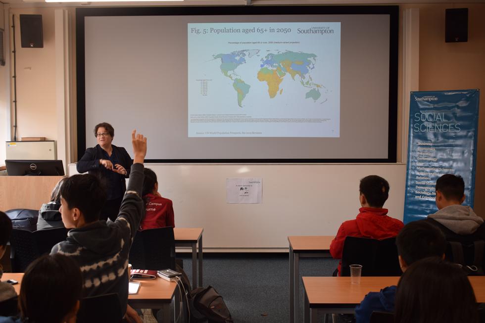 Prof Athina Vlachantoni giving taster lecture