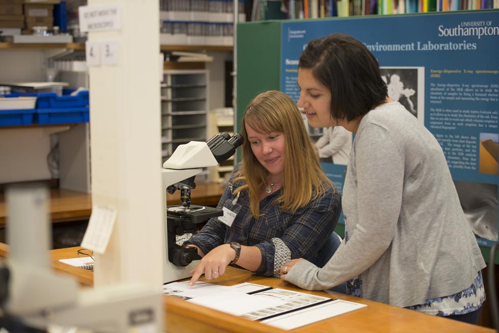 Demonstration with technician Hayley Essex and Gemma Gubbins, GeoData
