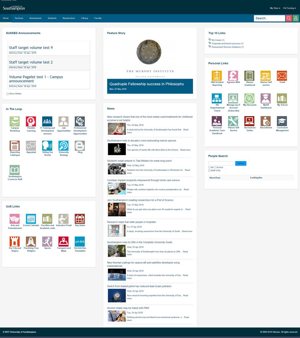 Staff homepage