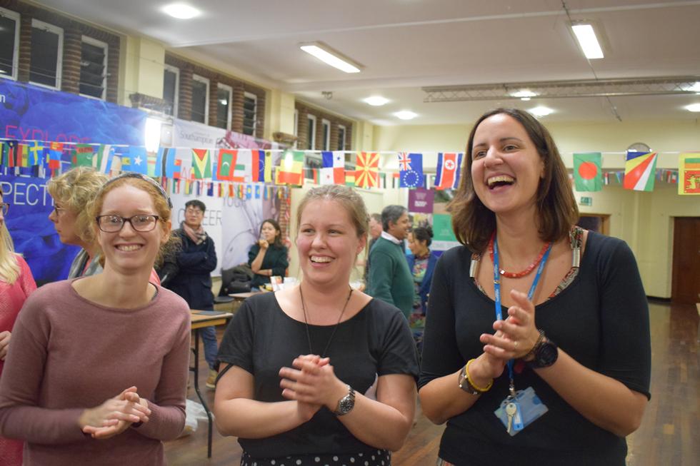 Zoe Carrol, Daisy Lauren-Sherburn, and Miriam Gomez Lopez enjoying the performances