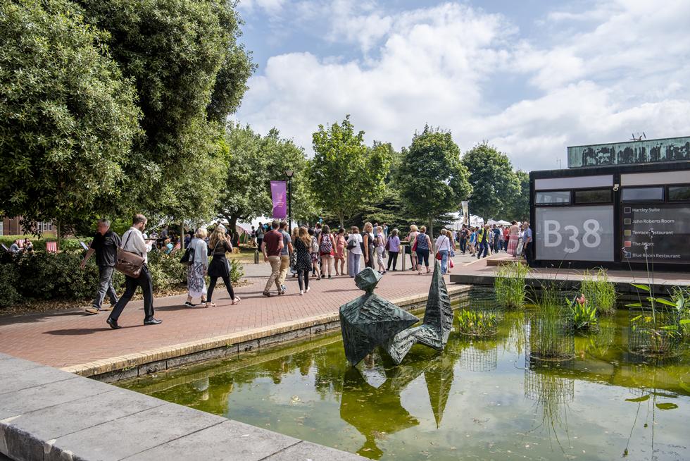View of party from pond