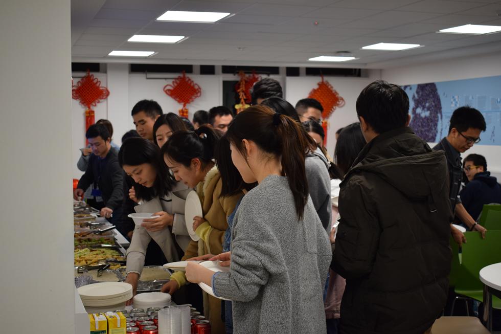 Students enjoying the delicious Chinese buffet