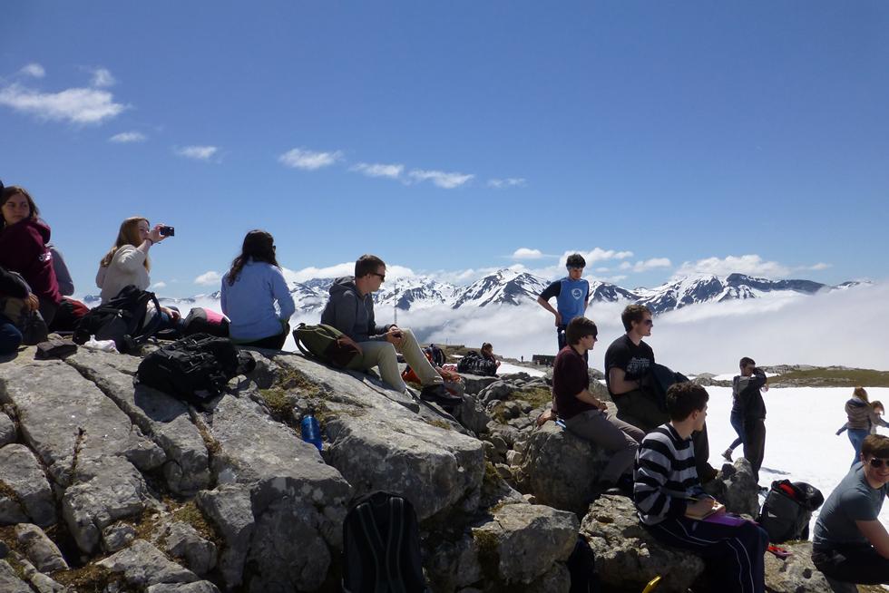 Students enjoying the view from Fuente de in Northern Spain