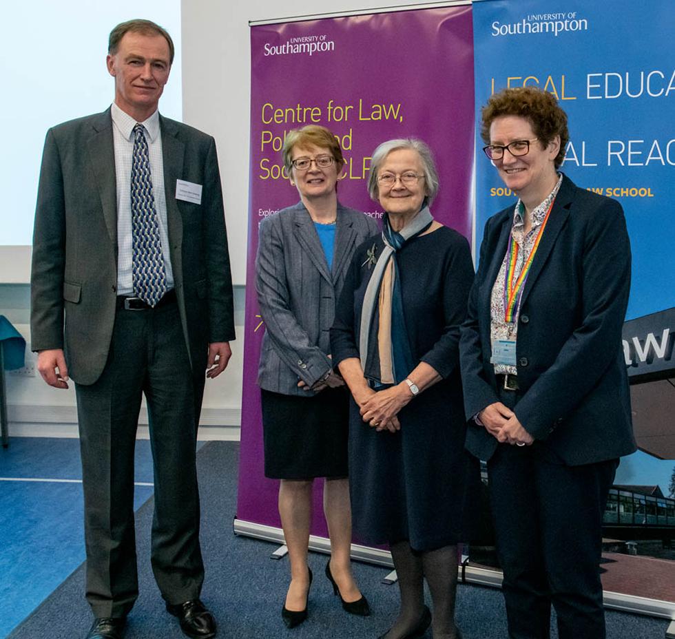 President & Vice Chancellor (interim) Professor Mark Spearing, Head of Southampton Law School Professor Brenda Hannigan, Lady Hale, Dean of the Faculty of Social Sciences Professor Jane Falkingham