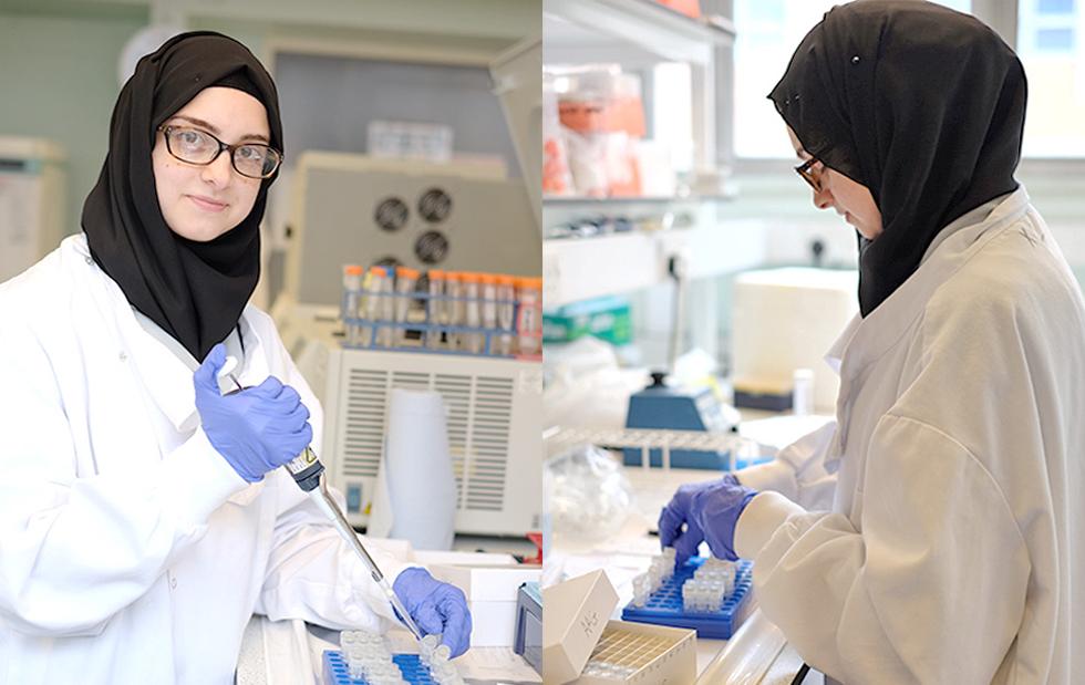 Rae processing samples in the lab