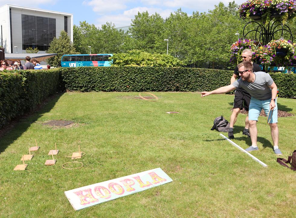 Staff playing Hoopla