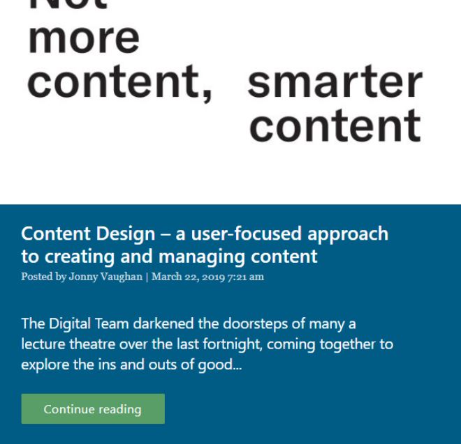 Screenshot of my previous blog: 'Content Design - a user-focused approach to creating and managing content"