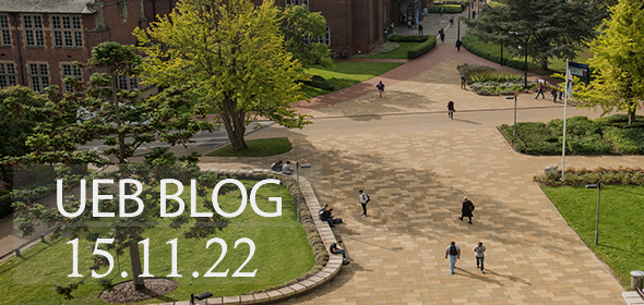Image of campus with text "UEB Blog 15.11.22"