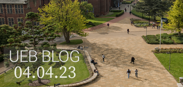 Image of Highfield Campus with text "UEB Blog 04.04.23".