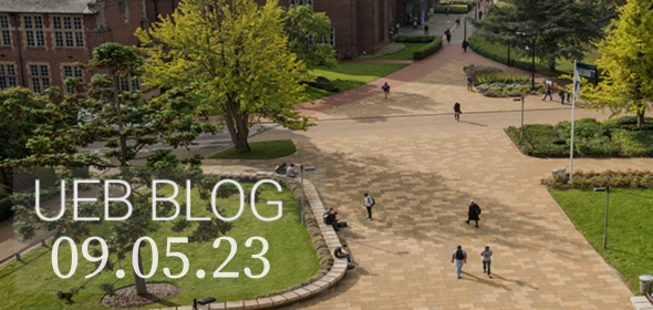 Image of Highfield Campus with text "UEB BLOG 09.05.23"