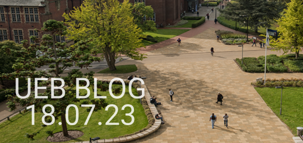 Image of Highfield Campus with text "UEB BLOG 18.07.23"