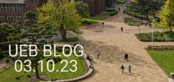 Image of Highfield Campus with text "UEB BLOG 03.10.23"