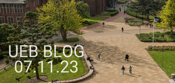Image of Highfield campus with text "UEB BLOG 07.11.23"