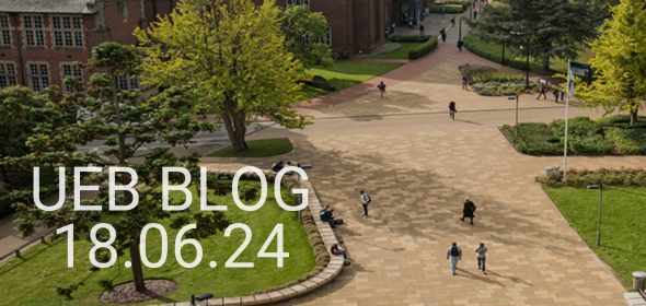 Image of Highfield campus with text "UEB BLOG 18.06.24".