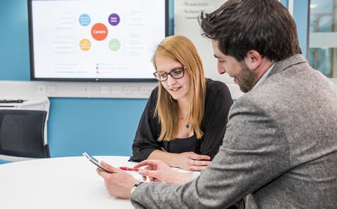 Law student at careers fair