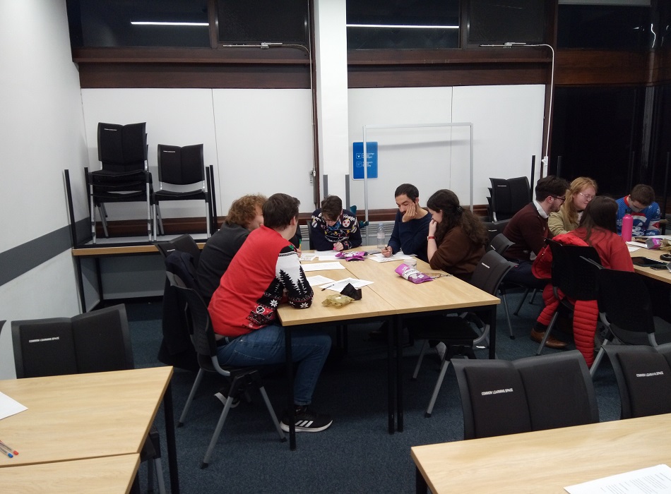 PGRs enjoying snacks and puzzles in between talks