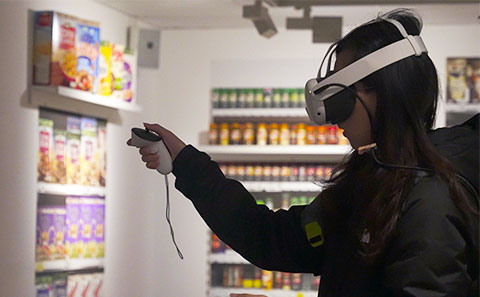 Girl wearing VR headset