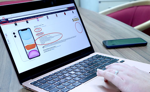 Laptop screen showing fake website