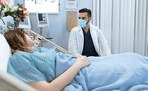 Patient in hospital bed